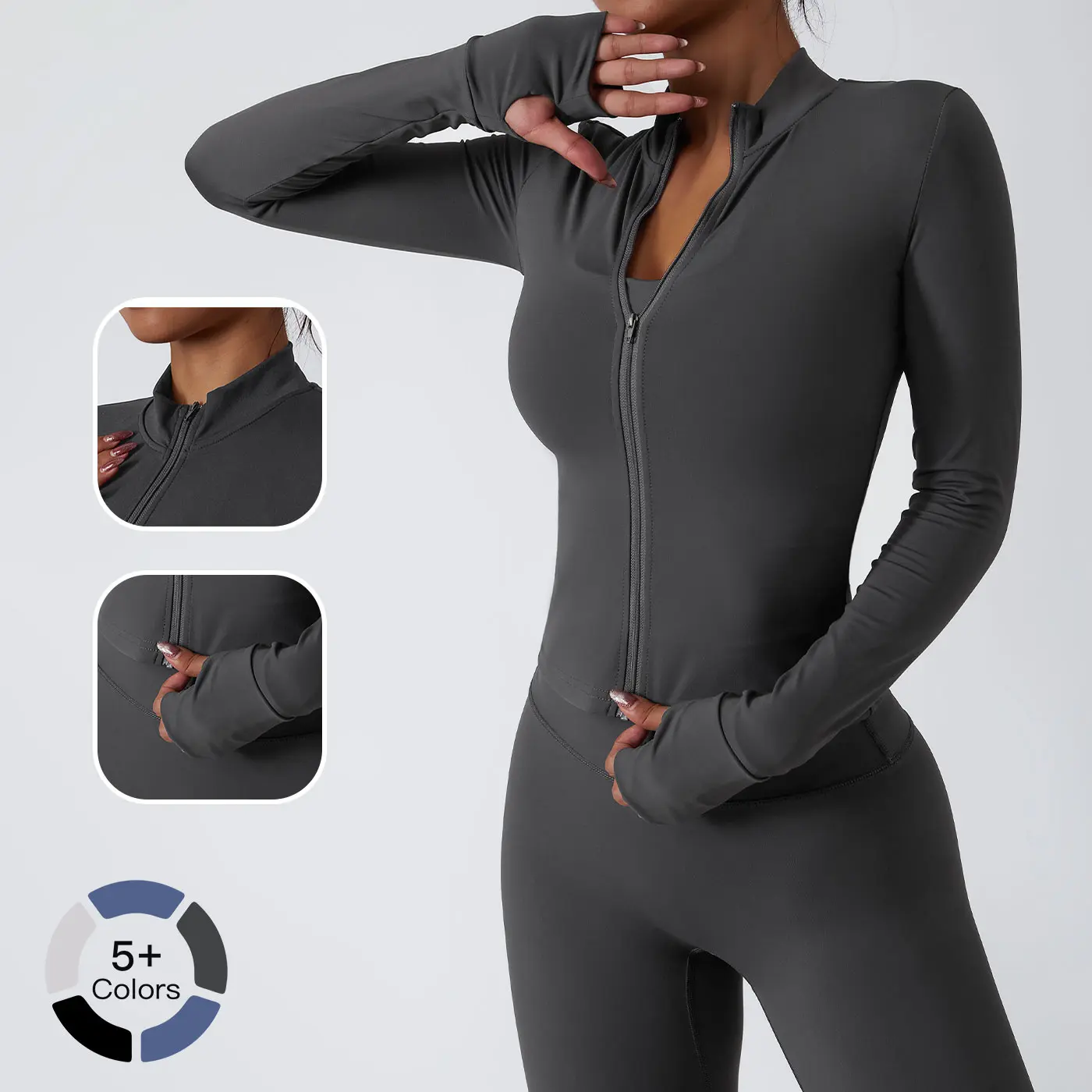 Women's Mock Neck Performance Zip Workout Jacket - Long Sleeve Nylon Quick-Dry Skin-Friendly Tight-Fit Sport Activewear Coat for Running, Yoga,back to school,back to school haul
