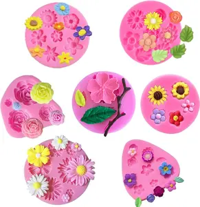 7 count Flower Fondant Mold Set, Mini    Candy Molds for Cake, Cupcake Decorating, Cake Pops, Polymer Clay, Crafting Projects, Candy Melts