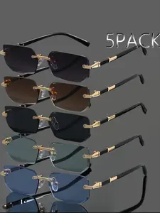 Unisex Vintage Fashion Tinted Lens Glasses, Trendy Casual Rimless Glasses for Everyday Use, Fashion Accessories for Outdoor Activities, Stylish Glasses