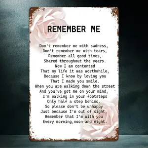 8x12 Inch Aluminum Wall Decor, Floral Rose Pattern, Inspirational Quote Art Sign, Pre-Drilled Holes, Home, Cafe, Garden, Office Decoration