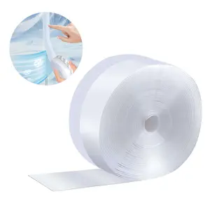 2 Counts 16.5 Ft Silicone Seal Strip,Door Weather Stripping, Sealing Tape for Door Draft Stopper Adhesive Tape for Doors Windows and Shower Glass Gaps (Transparent, 35MM)