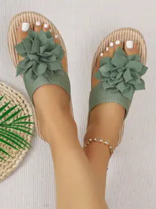 Women's Summer Fashion Comfortable Floral Slippers, Soft Non-Slip Breathable Flat Sole Shoes, Stylish Casual Footwear