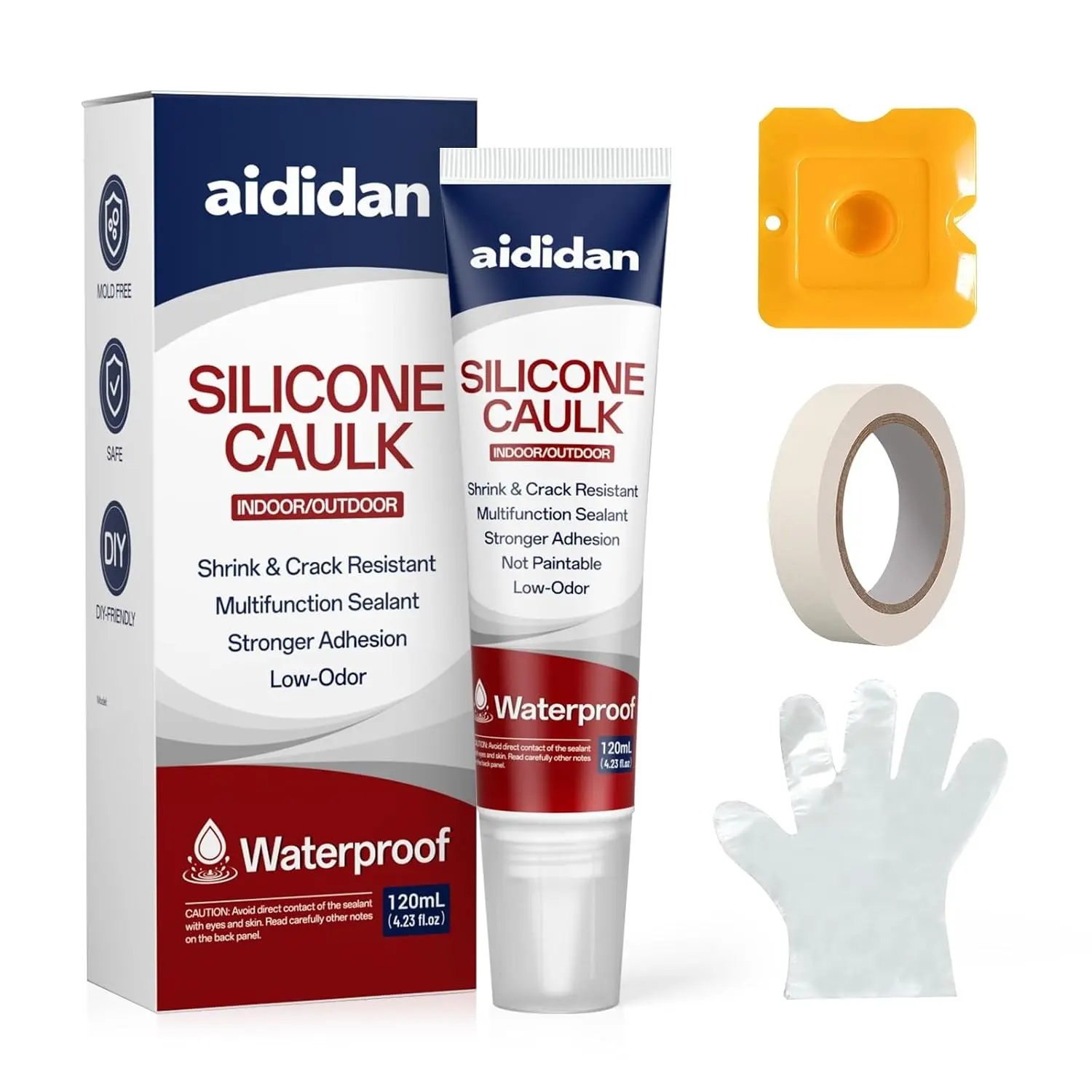 Silicone Caulk, 4.23 FL OZ White Silicone Sealant | Waterproof Silicone Caulk for Window Toilet Sink Door , Caulking Sealant Stronger Adhesion Shrink & Crack Proof