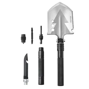 summervibes VEVOR Survival Shovel, 8 in 1 Camping Shovel Folding Multitool, Military Grade Portable Compact Tactical Shovel, Multifunction for Off-Roading, Camping, Hiking, Outdoor, Survivalist and Emergency, Multifunctional, 8-In-1 Set