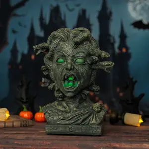 Medusa Gorgon Moving Ornament: Retro Stone-Carving Style + Thrilling Motion Effect, a Niche Spooky Item for Halloween