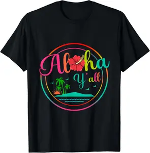 Men's & Women's Casual Comfortable Fit Soft Classic Cotton Short-Sleeve Sports Top, Aloha Hawaii Beach Sunset Tropical Graphics for Summer Vacation (Sports & Outdoor Clothing)