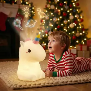 Unicorn Night Light Silicone Lamp, 7 Color Changing Interactive Storytelling, Kids Bedtime Toy, Soft & Safe Material Design
