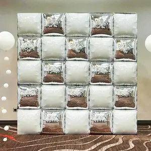 White and  Square Foil Balloons Wall Tunnel Mylar Double sided Flat  Year Eve Backdrop Balloon Arch Garland Kit For Wedding Winter Wonderland  Shower Birthday Party Decorations