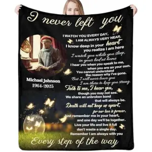 Eyesoul Custom Memorial Blanket with Photos for Loss of Mom Dad Son Daughter Customized Memory Gift of Departed Loved Ones