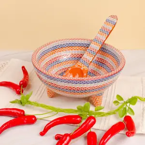 Large Capula Clay Molcajete Bowl and Matching Spoon