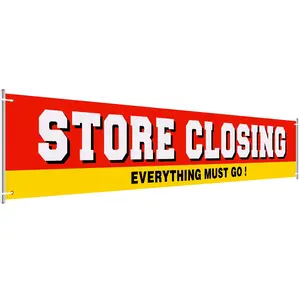 “Store Closed” signs, “Everything Gone” banners, “Closed for Business” signs, “Store Closed” signs