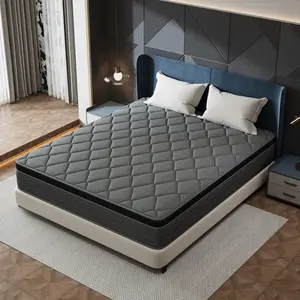 Twin/Full/Queen/King Size 12 Inch Hybrid Mattress with Individually Wrapped Coils, Hybrid Gel Memory Foam, Medium Firmness, Ergonomic Design & Strong Edge Support,Modern Bedroom Minimal Interior Black