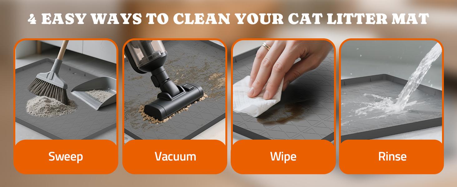 [Pawtners]Set of 2 extra large cat litter mats, 34" x 22", made of thick waterproof silicone Easy one-step litter dumping—no rinsing or filtering needed Stain-resistant non-slip and multi-purpose great for trapping litter and organizing pet supplies too.