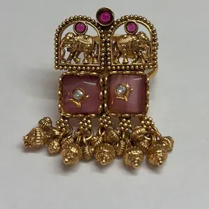 Elegant Indian Antique-Look Elephant-Shaped Finger Ring with Ghungroo, Adjustable Size, Animal Shaped Rings for Costume Jewelry & Accessories