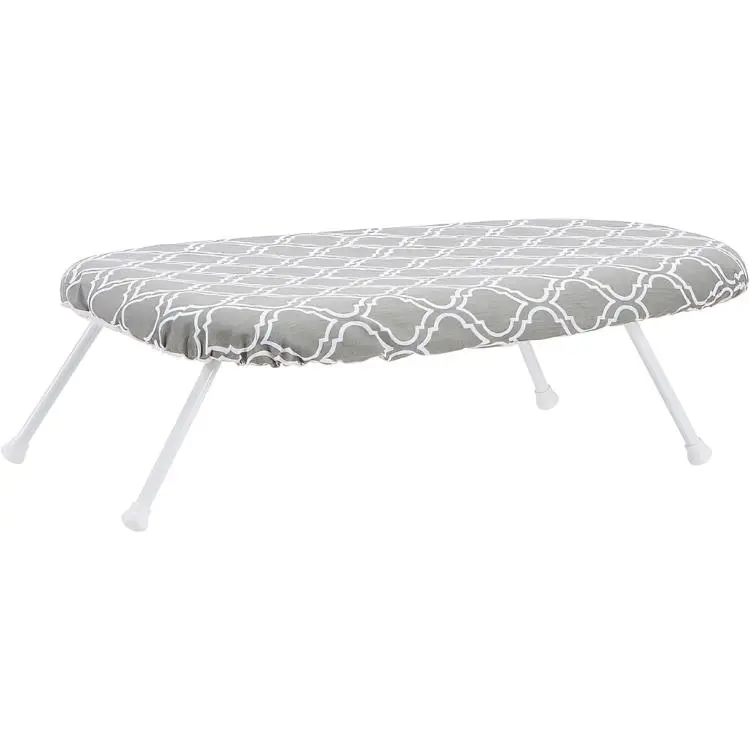[New Deal]     Compact Tabletop Ironing Board with Folding Legs - Trellis Removable Cover, Chevron, 23.6"L x 7.1"W x 14.3"H