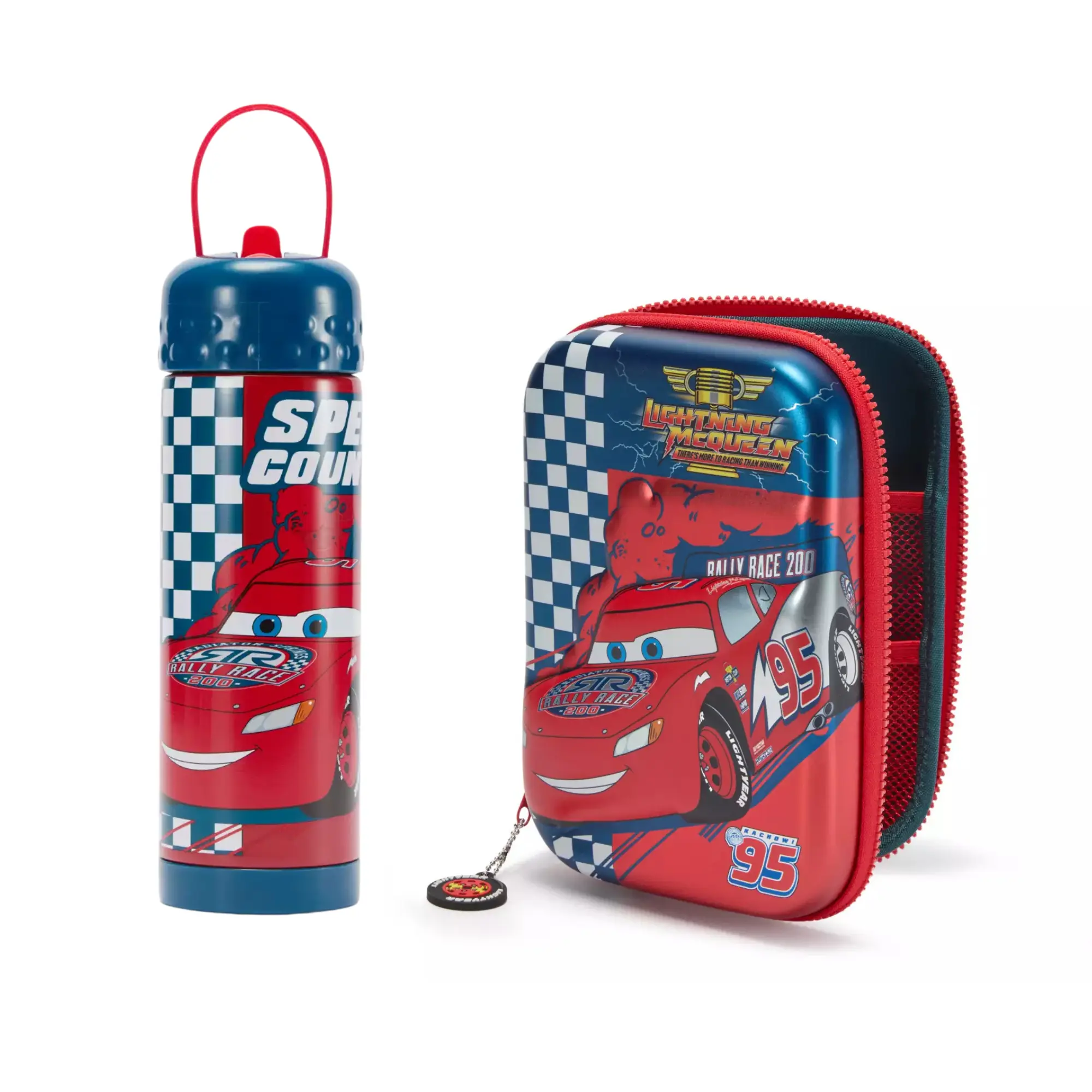 Disney Store Stainless Steel Water Bottle & Zip-Up Stationery Kit Bundle | Spider-Man, Lightning McQueen, Frozen, Disney Princess