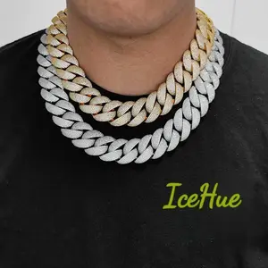 [ICE HUE]18K Gold Vacuum Plated Copper with 5A+ Sri Lanka Zircon 24mm Cuban Necklace Miami Italy Mexico & Micro Inspired for Women Men Jewelry,Daily Wear,Casual Fashion,Gift Idea,,Classic, Hip Hop,Simple,Sporty Style