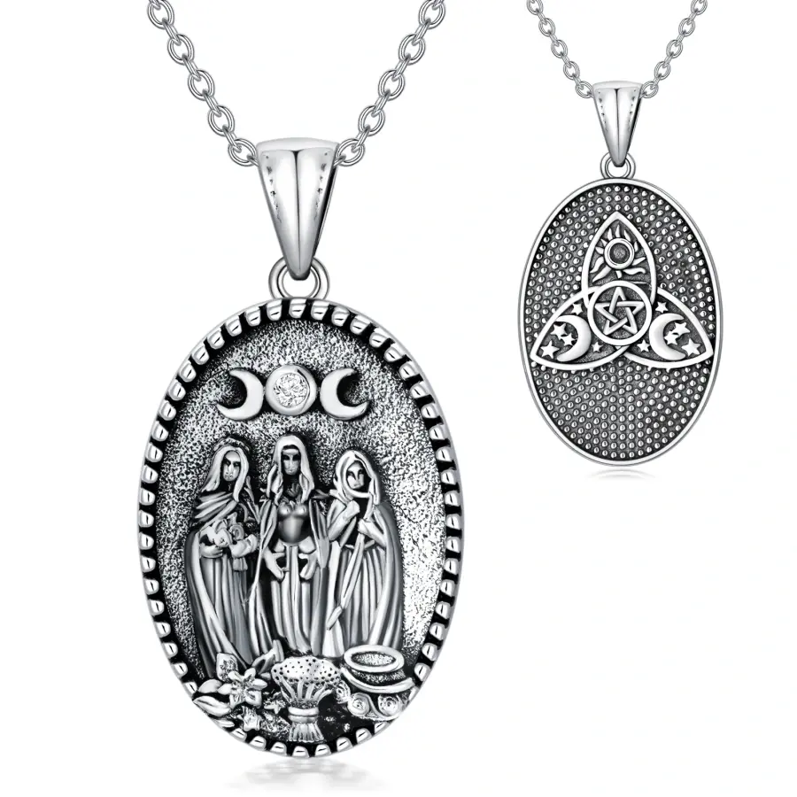 S925 sterling silver magic witch Hecate goddess pendant necklace ancient Greek mythology Hecate men and women jewelry sterling silver pendant god