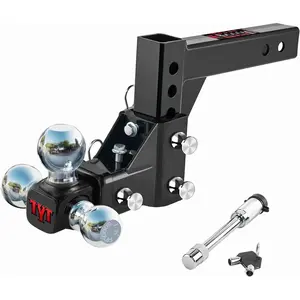 TYT Adjustable Trailer Hitch Ball Mount, Tri-Ball (1-7/8'' X 2'' X 2-5/16''), Fits 2'' Receiver