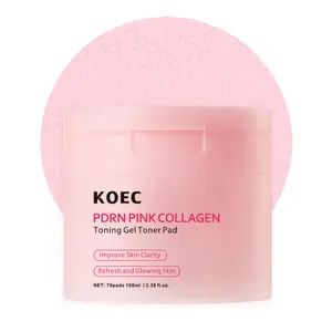 Korean PDRN Pink Jelly Facial 70Pads, KOEC Collagen Gel Toner Face Pad with Niacinamide for Daily Skin Care Soothing