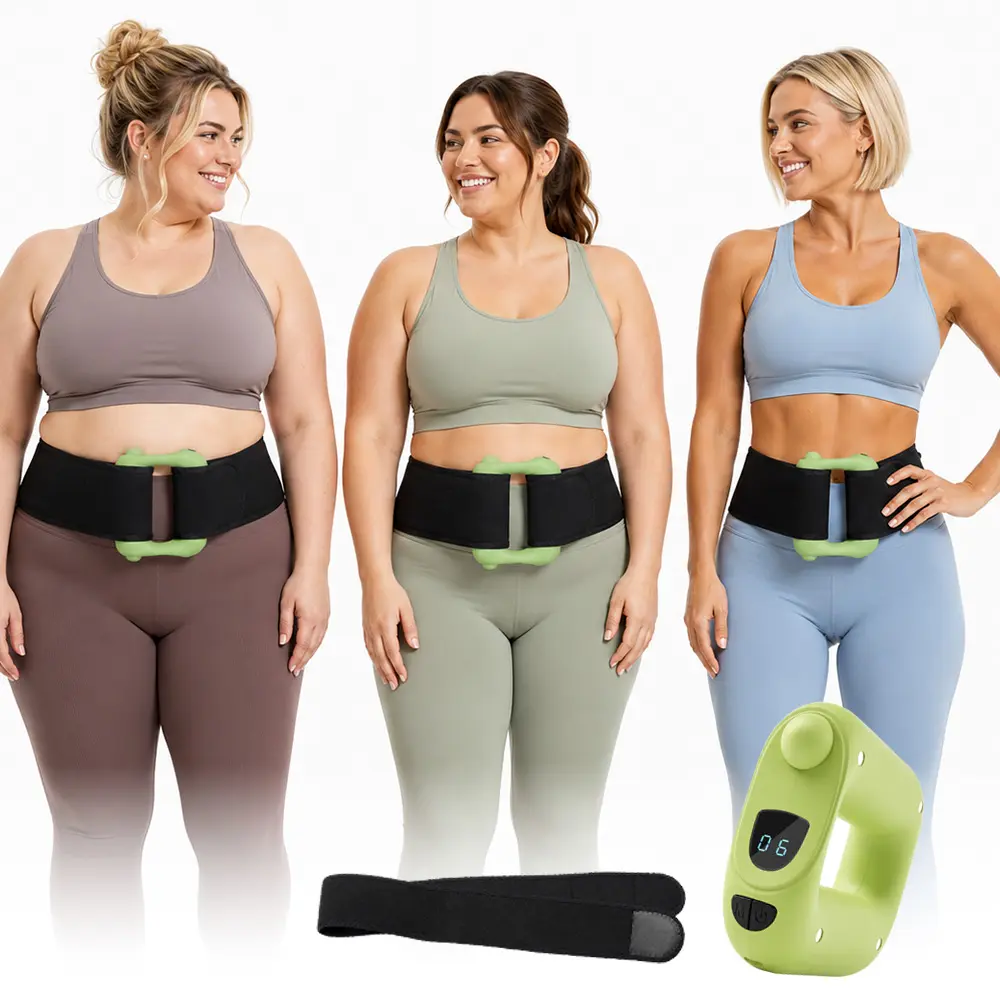 Mini Rechargeable Vibration Trainer & Fascia Ring, Hands-Free Exercise Equipment with 11 Speeds for Abs, Waist & Arm Muscle Recovery