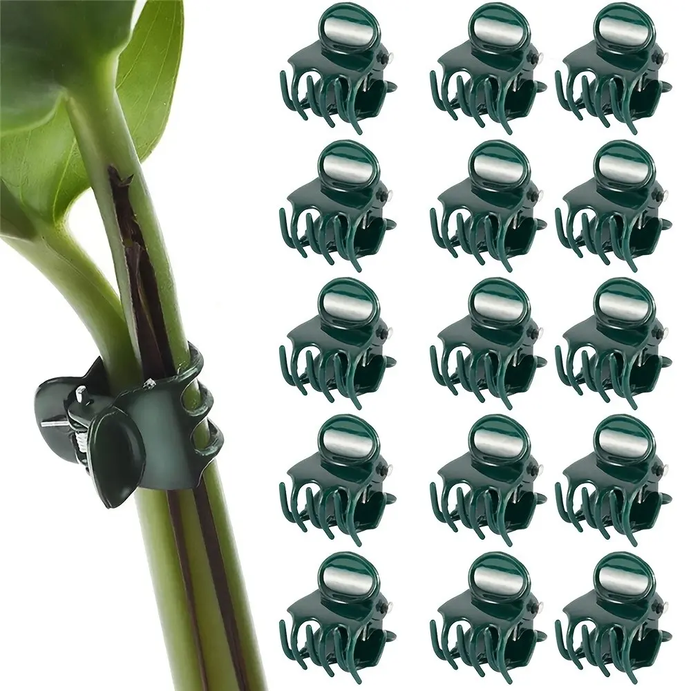 100-Piece Set of Dark Plastic Gardening Clips, Vine Support and Binding Clips, Plant Securing Clips, Phalaenopsis Orchid Grafting Stem Clips, Quick Installation, Garden Supplies