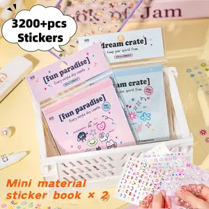 3200+ Pcs Mini Decorative Sticker Book Set, 2 Books Different Styles, Cute Stickers Scrapbook for Nail Art, Phone Case, Diary Supplies, Accessories