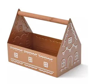 Target Bullseye's 2025 Gingerbread House Metal Caddy with Wood Handle (NEW)
