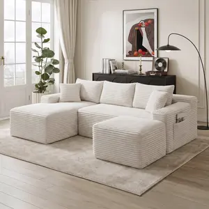 U-Shaped Cloud Sectional Sofa with Deep Seat,No Assembly Required,Modular Couches Sleeper for Living Room,Bedroom,Apartment