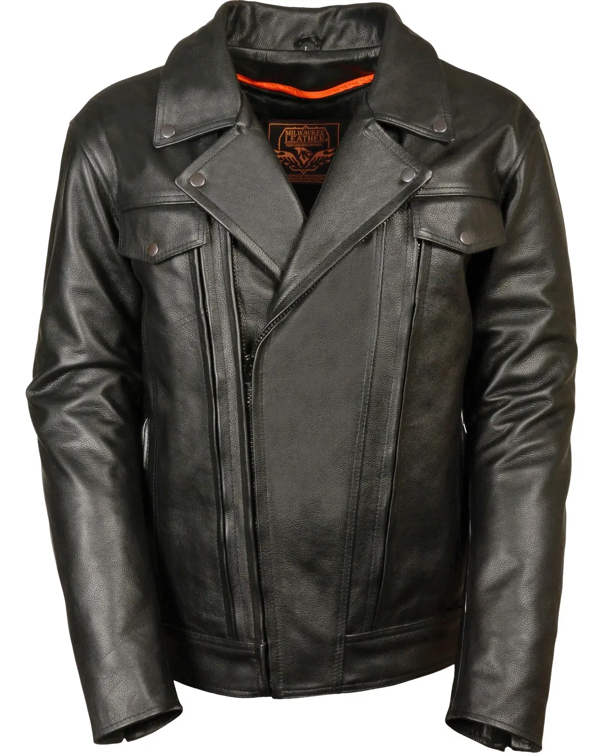 Milwaukee Leather Men's Men'S Utility Vented Cruiser Jacket Tall - Lkm1720tall-Black