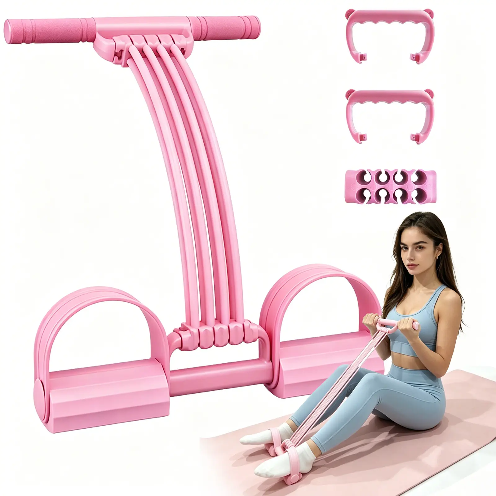 3-in-1 Multifunctional Pedal Resistance Band Trainer Exercise Equipment, Adjustable Resistance, Home Gym Sit-up & Glute Training for All Ages