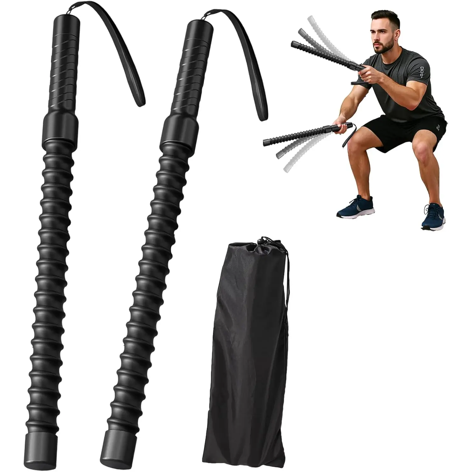 Cordless battle ropes for exercise, cordless jump ropes, Skipping Rope, portable exercise for home gyms, sports battle ropes for HIIT workouts, low-intensity aerobic training, very suitable for home fitness, Workout Equipment