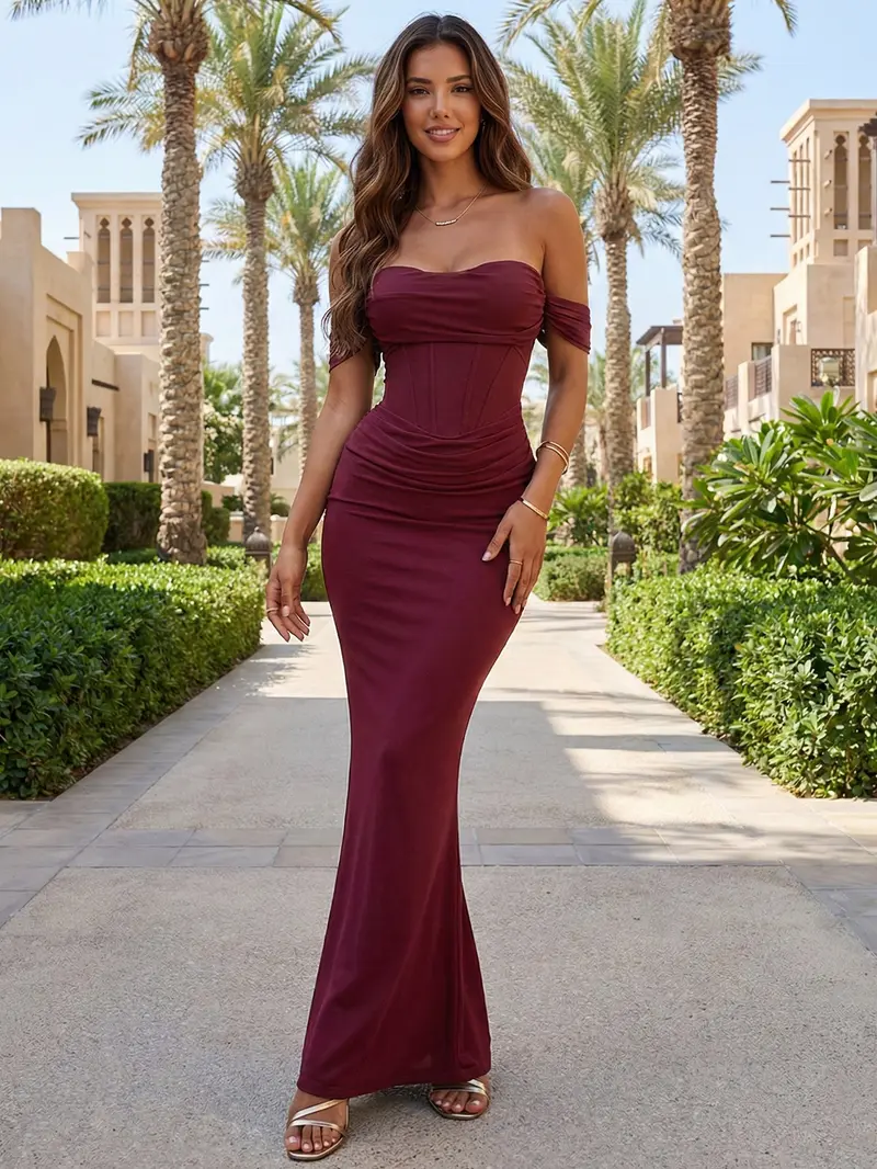 green emerald velvet dress Gwendolen Off The Shoulder Maxi Dress Green Curve
