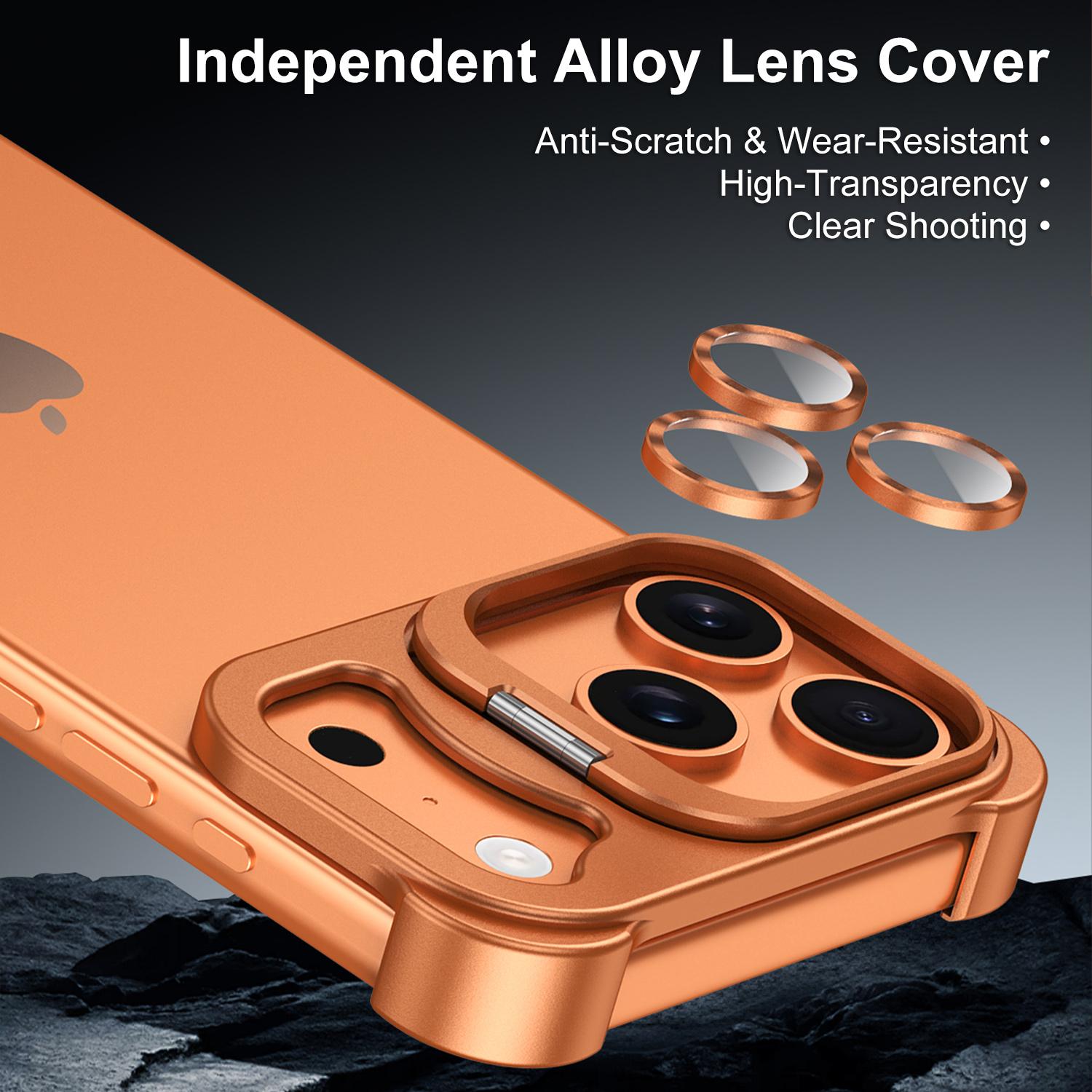 Compatible with iPhone 17 Pro Max Borderless Stand Case, Aluminum Metal Frameless Design, with Camera Lens Protector, Slim Thin & Lightweight, Shockproof Bumper Case for Women Men