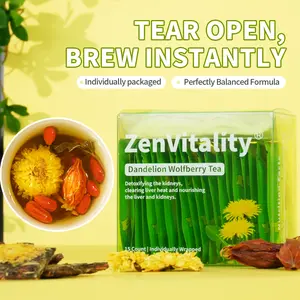 Dandelion Wolfberry Tea – Natural 7-Herb Blend, 15 Individually Wrapped 5g Pressed Tea Cakes V2