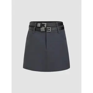 Cider Double Belted Mini Skirt
