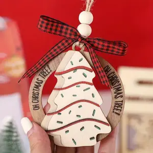 Colorful Christmas Tree Gift , Dual-Layer Wooden gift with Bowknot, Perfect for Holiday Decor & Gifts, Ideal Festive Atmosphere Creator, Ornaments, Decoration
