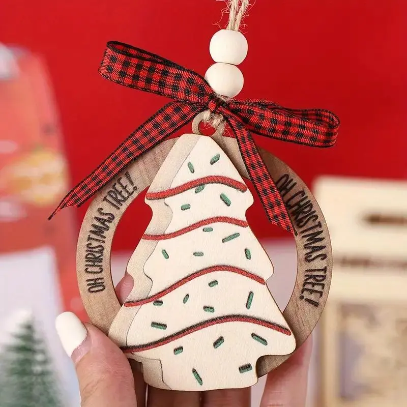 Colorful Christmas Tree Gift , Dual-Layer Wooden gift with Bowknot, Perfect for Holiday Decor & Gifts, Ideal Festive Atmosphere Creator, Ornaments, Decoration, Christmas Decorations