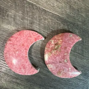 Ocean Jasper Crescent Moon #001 Soft Flow & #002 Deep Orb – Orbicular Pattern Stone with Natural Calcite from Madagascar