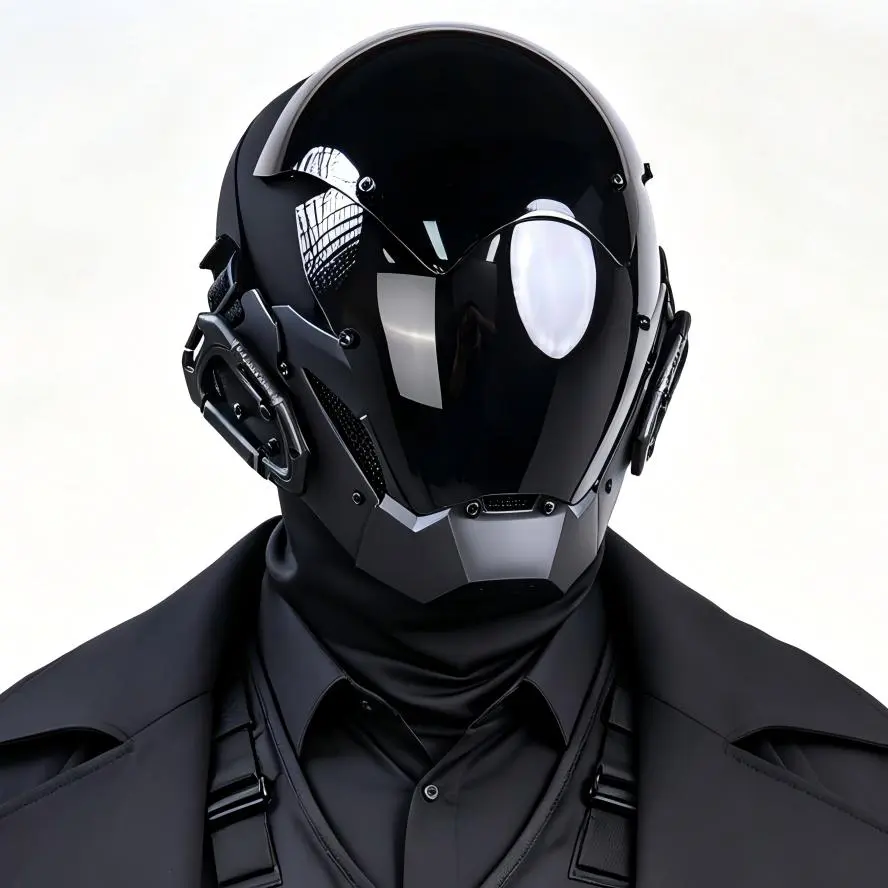 Cyberpunk Full Face Mask, Futuristic Techwear PVC Accessory, Unisex Breathable Adjustable Mask for Cosplay, Motorcycle Riding, Party, Fashion Accessories Set, Masks