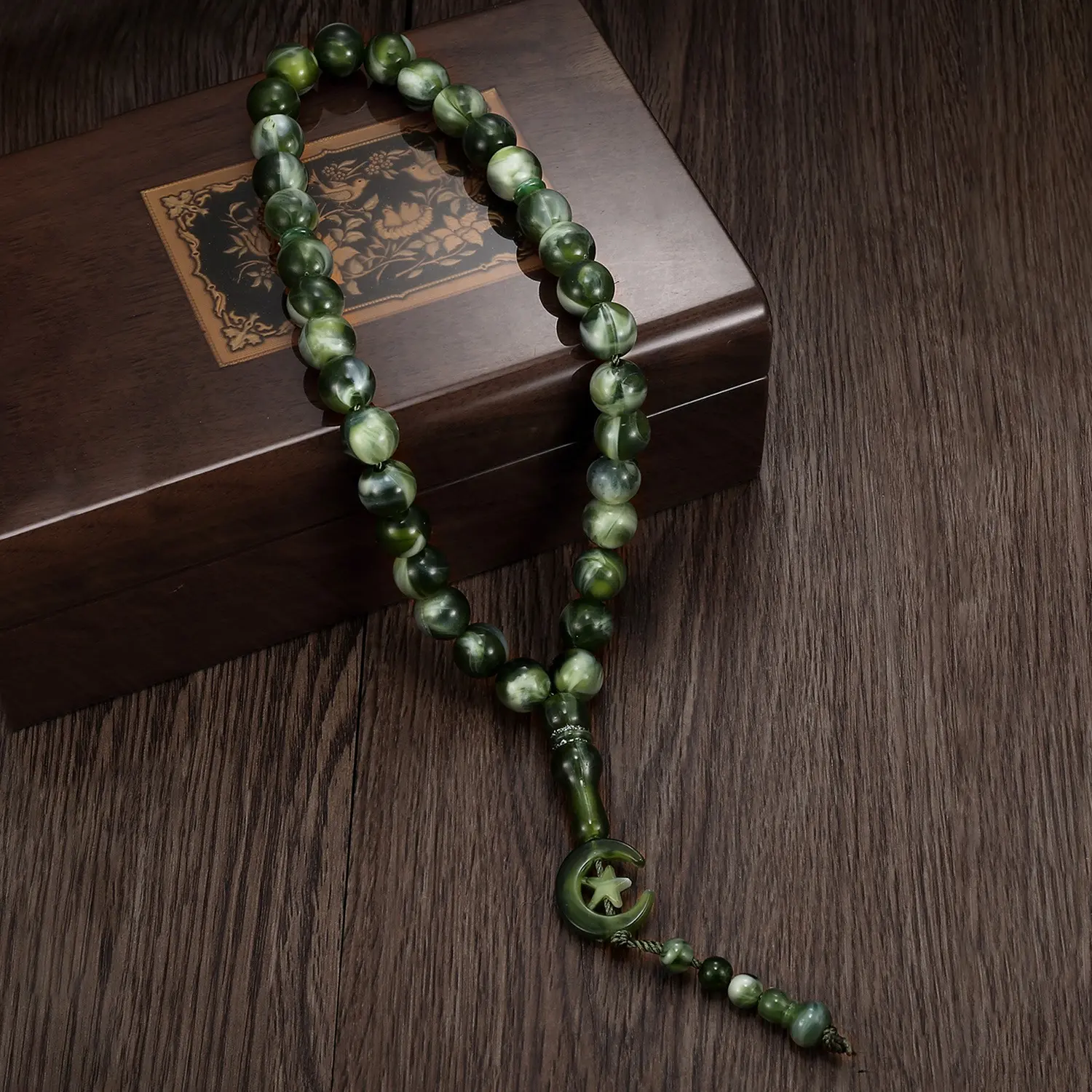 Prayer Beads, Unisex 33-Bead Green Round Acrylic Islamic Tasbih for Focus, Modest Fashion Costume Jewelry, Prayer Beads For Focus