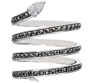 Suspicion Sterling Simulated Diamond & Marcasite Snake Ring