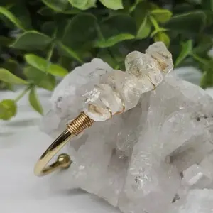 Clear Quartz Wire-Wrapped Gemstone Cuf - 18k gold overlay