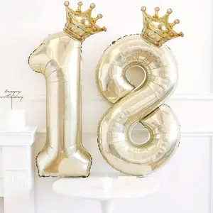 2pcs/set 40 Inch Number Balloons, Birthday Party Decorations, Anniversary Decoration, Room Decor, Atmosphere Background Layout, Happy Birthday