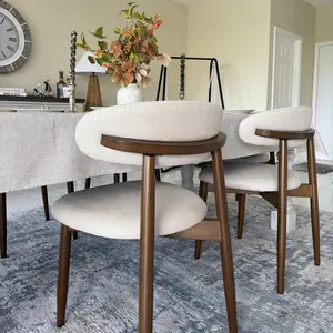 COLAMY NOYA Dining Chair Mid-Century Modern Upholstered Wood - High-Quality Fabric Finish Natural Wood Frame Ergonomic Backrest Design COLAMY NOYA Dining Chair Mid-Century Modern Upholstered Wood - High-Quality Fabric Finish Natural Wood Frame Ergonomic Backrest Design