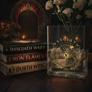 Fourth Wing Book Vase, Dragon Rider Acrylic Vases, Basgiath War College Decor, Fandom Book Art Gift