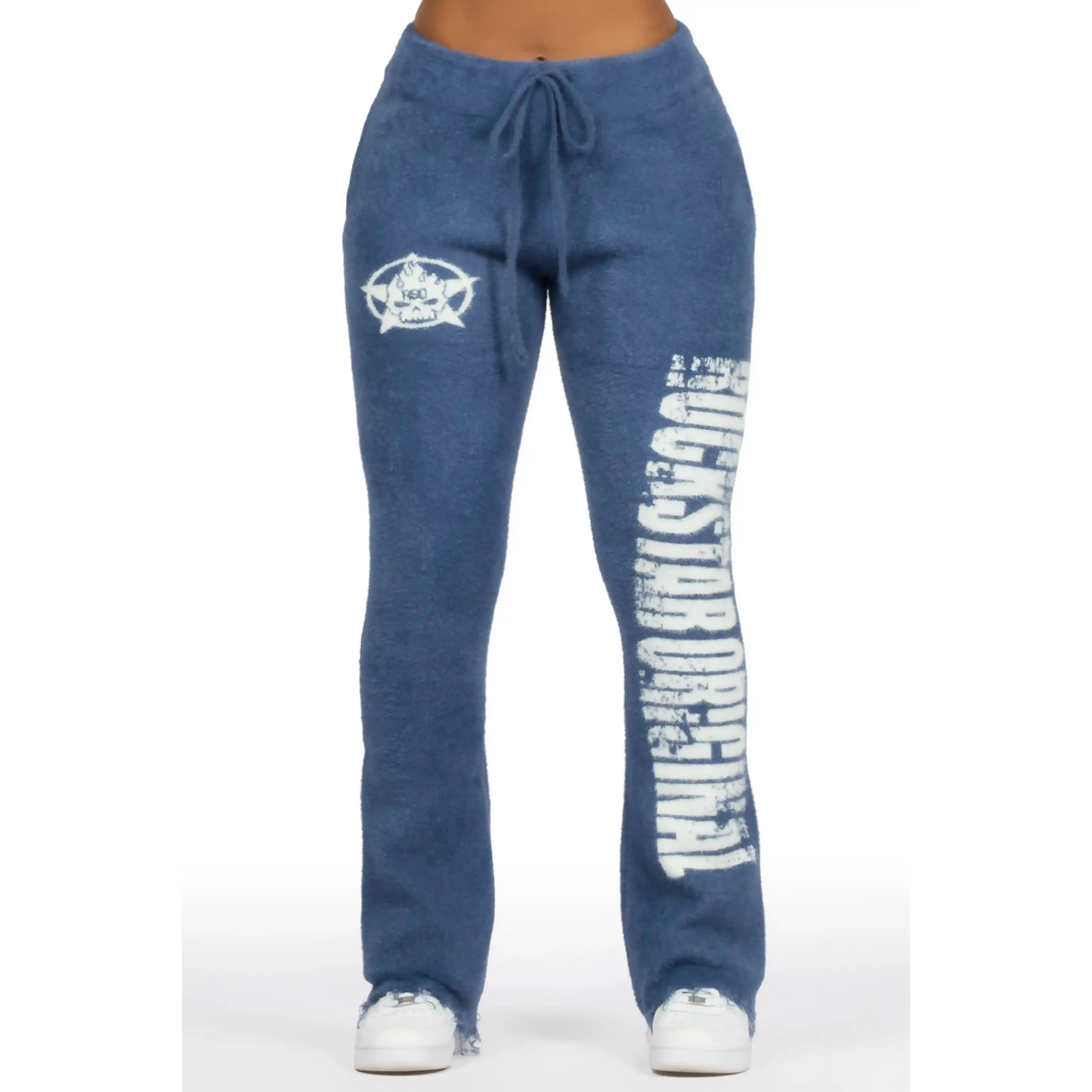 Keeya Navy Mohair Stacked Track Pant