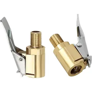 8mm Tire Air Chuck with Locking Clip, Brass Leak-Proof Tire Inflator Nozzle Adapter, Heavy-Duty Air Pump Connector for Car Bike Inflator Compressor Accessories Automotive Tire Inflator, Tyre Inflator