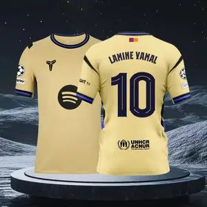 25 26 Away Kit Yellow 10# Lamine Yamal Short Sleeve Soccer Jersey Fans Version