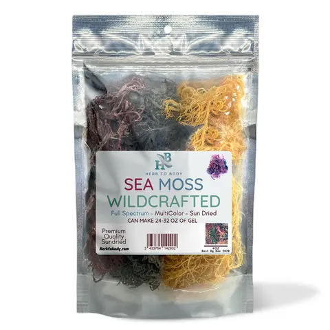 Herb To Body Premium Multi-Color Irish Sea Moss Bag - 4 oz (113g) & 1lb (454g), Full-Spectrum Sun-Dried Full-Spectrum Mix, Vegan, Sugar-Free, Cholesterol-Free Raw St Lucia Dried Staple for Drinks